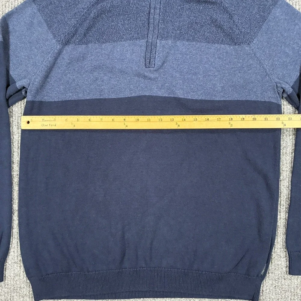 Calvin Klein Mens Size XL Quarter Zip Mock Neck Knit Sweater Blue Pullover